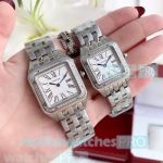 Best Quality Clone Cartier Santos-Dumont White Dial Stainless Steel Lovers Watch 